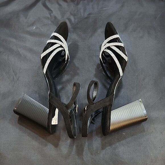 BRAND NEW GLAZE WOMEN’S BLOCK-HEEL RHINESTONES CRISS-CROSS STRAP SANDAL - Picture 14 of 16